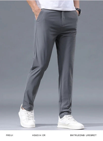 Summer New Stretch Soft Suit Pants Men Thin Fashion Business Elastic Waist Korean Slim Brand Clothes Casual Formal Trousers Male
