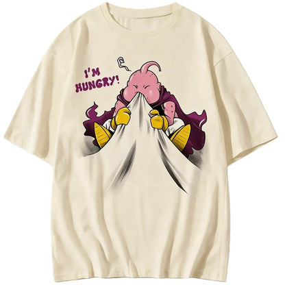 2026 Summer Dragon Ball Majin Buu Vintage Anime T-shirt Men's Pure Cotton Casual Loose Sports Daily Top