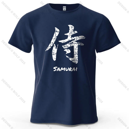 Samurai Character Printed Men's T-Shirt 100% Cotton Oversized Classic Asian Aesthetics Graphic Tees for Women Tees Streetwear
