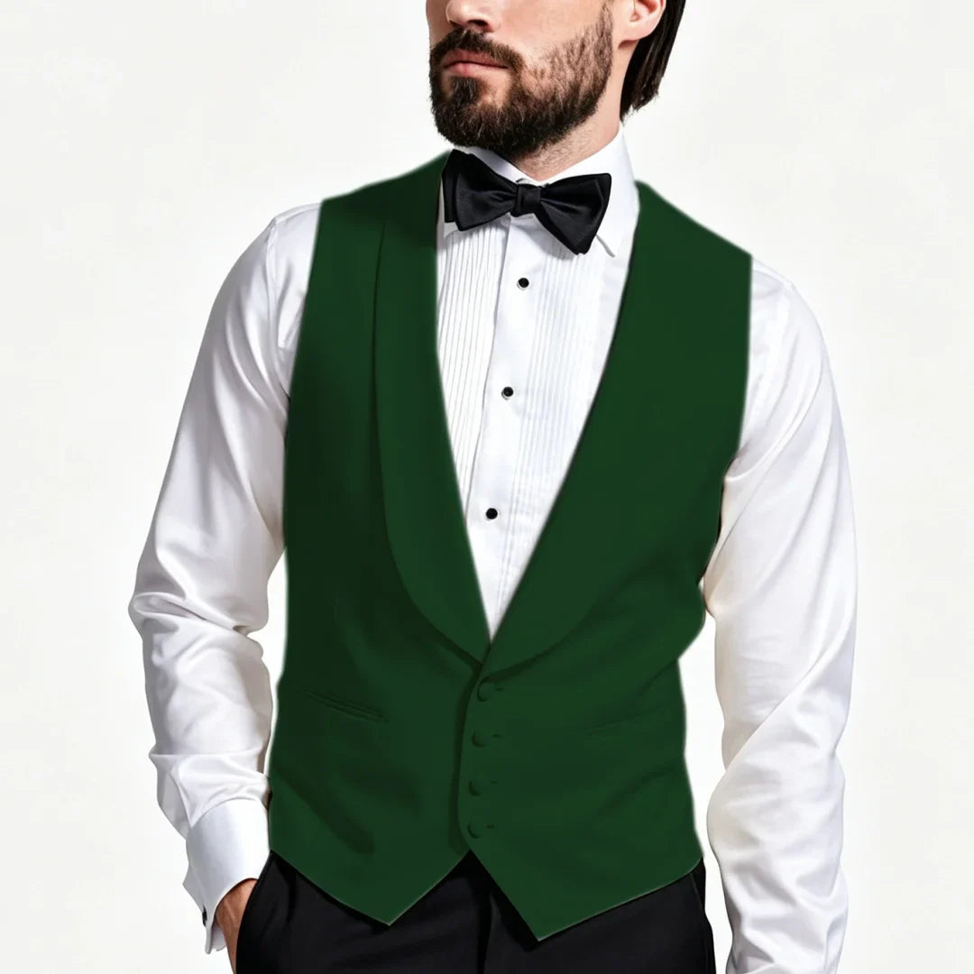 Men Vest Ivory With Lapel Single Breasted Solid Waistcoat For Wedding Banquet Business Work Office Casual Daily Men Suit Vest