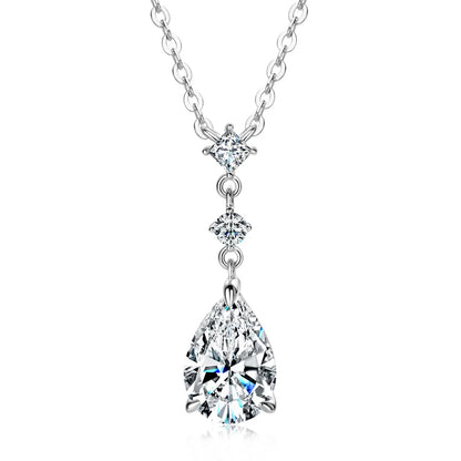 Exquisite 7x10mm Pear Cut Moissanite Pendant Necklace With Certificate for Women 925 Sterling Silver Chains Jewerly Gift