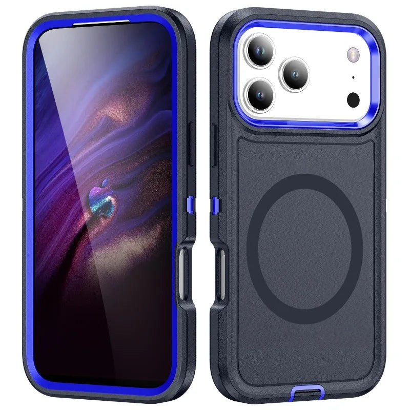 3IN1 Heavy Duty Otter Armor Box Phone Case for IPhone 17 Pro Max Air 16 15 14 Plus for Mag-Safe Wireless Charging Rugged Cover