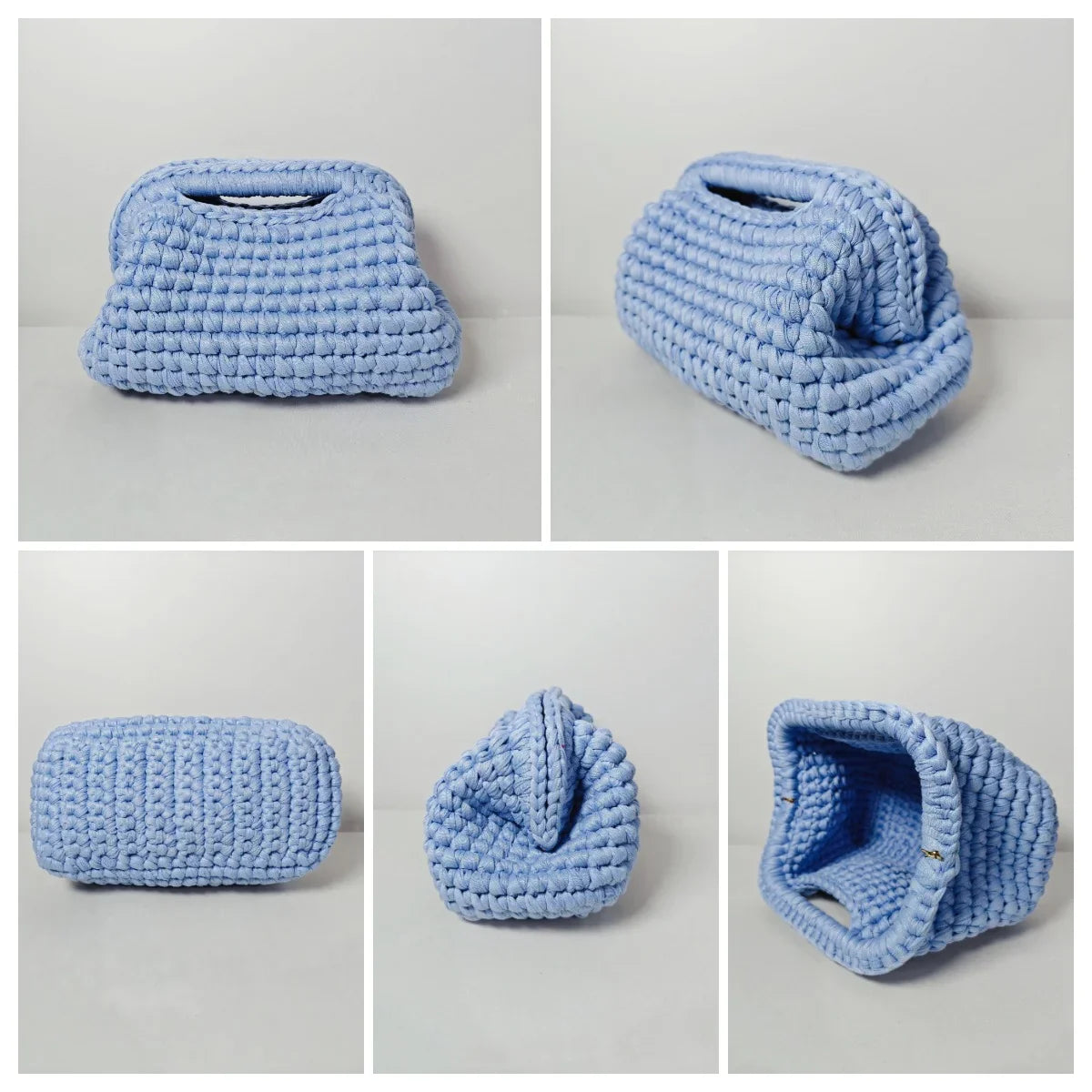 Yingzi Small Crochet Cluth Bag with Handle Handmade Evening Bag Makeup Bag