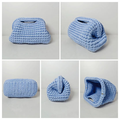 Yingzi Small Crochet Cluth Bag with Handle Handmade Evening Bag Makeup Bag