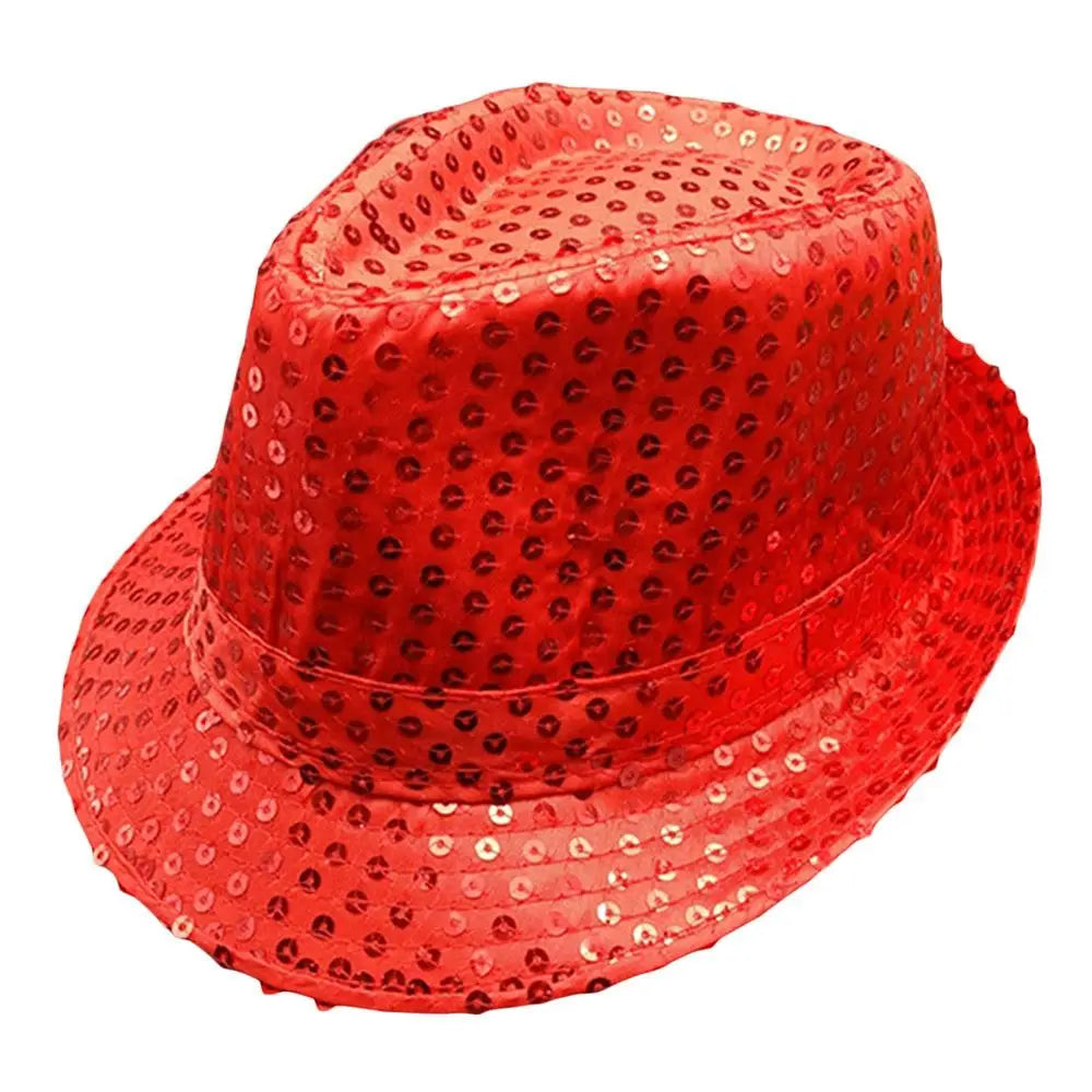 Durable Sequins Jazz Hat Masquerade Shiny Panama Cap Stage Cosplay Dance Performance Hat Holiday