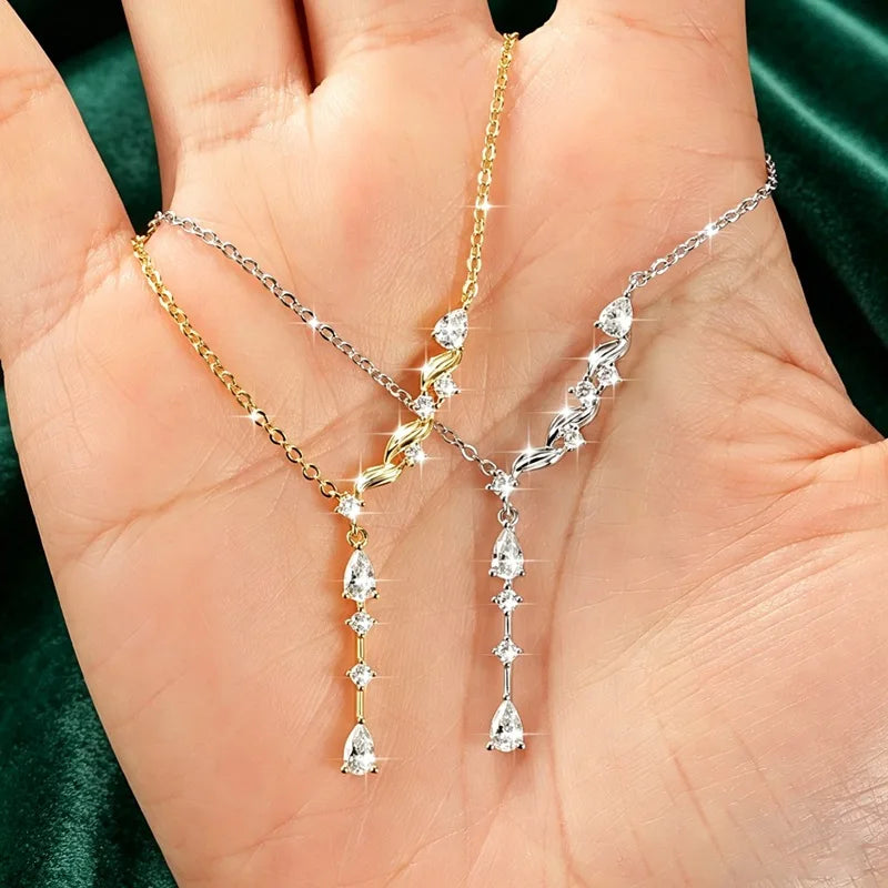 Marquise/Round/Rectangular Cut Moissanite Pendant Necklace For Women Three Stone Irregular Moissanite Diamond Necklace