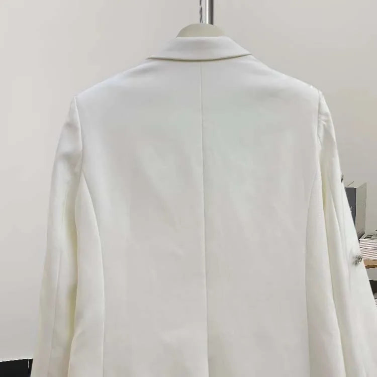 Luxury feather Faux diamond blazer Women 2025 New Double breasted rhinestones jacket High quality Loose Lady suit INKEO 4O089