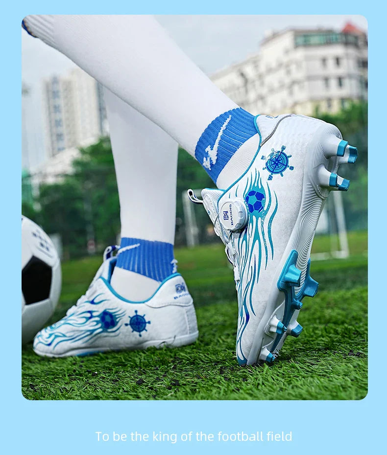 Kids Turf Soccer Cleats Children Football Shoes Breathable Lightweight Training Sneakers Non-Slip Athletic Sport Boots Boys Girl