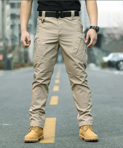 Men's Tactical Cargo Pants Military Style Joggers with Multiple Pockets Outdoor Elastic Waist for Spring Autumn Hiking Camping