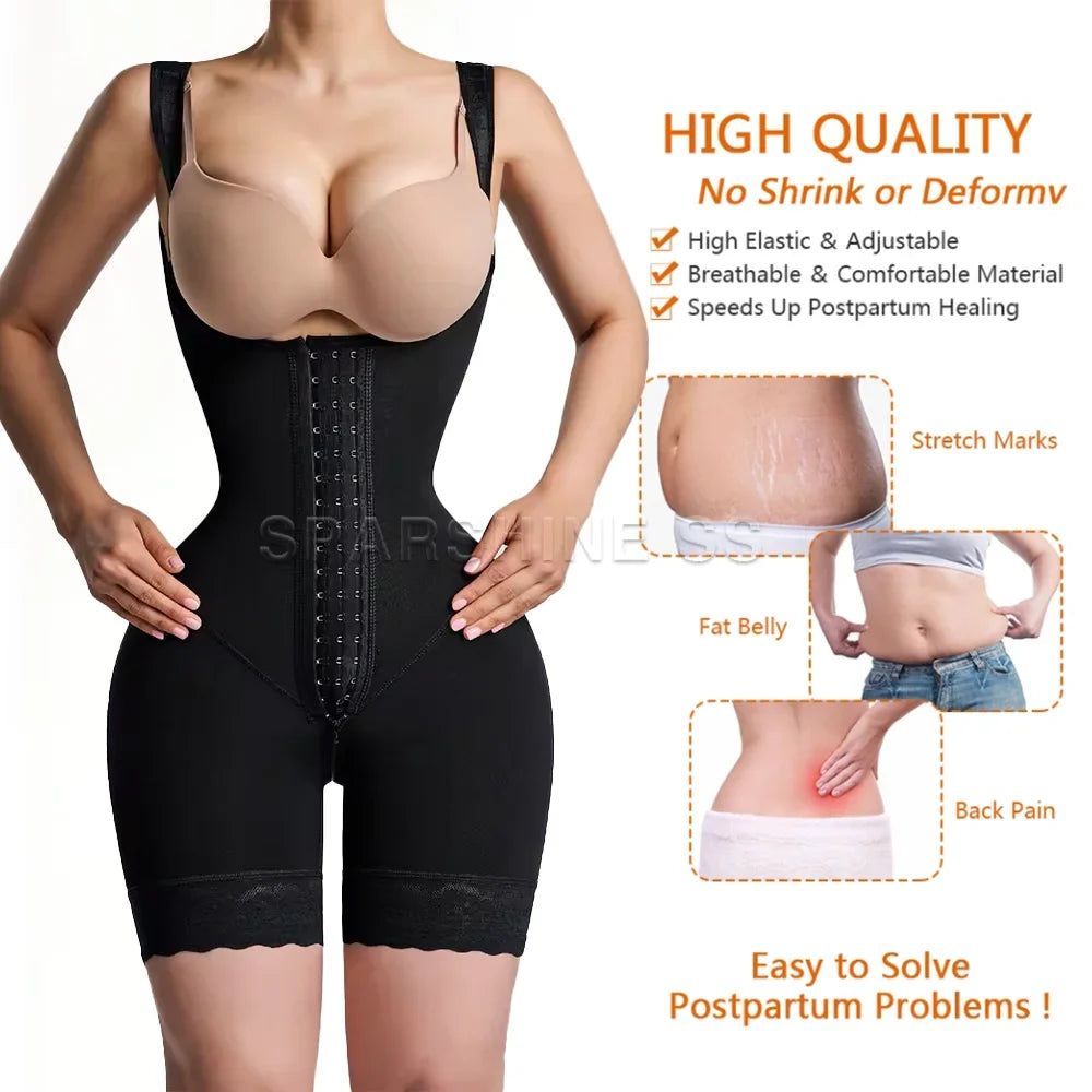 Shapewear Mid-leg Adjustable Hook and Eye Bodysuit High Compression Faja Colombianas Tummy Control Underwear