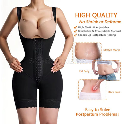 Shapewear Mid-leg Adjustable Hook and Eye Bodysuit High Compression Faja Colombianas Tummy Control Underwear