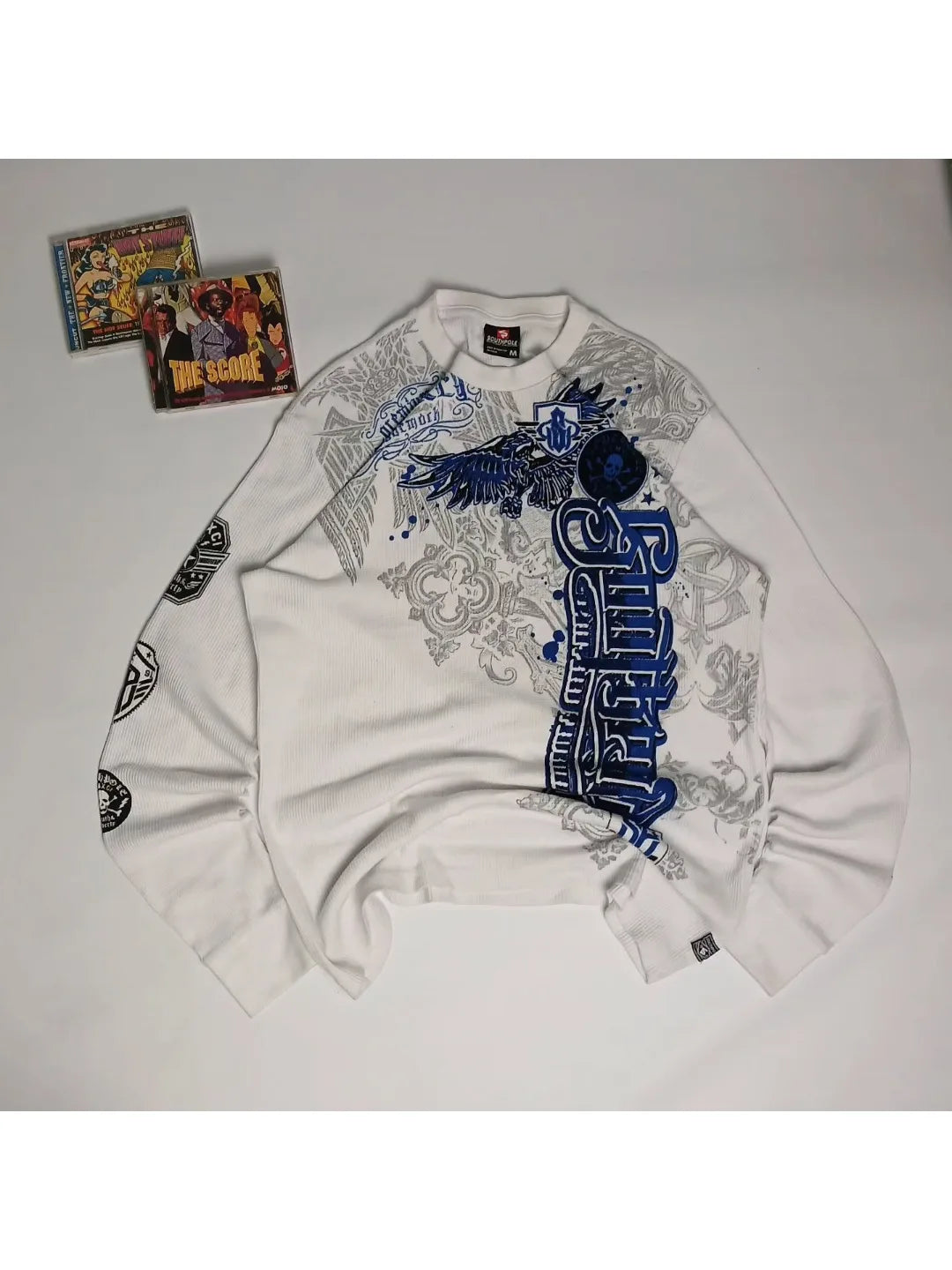 Y2K Nematode Phantom Thread Printing Long Sleeve T Shirt Loose and Heavy Style Old Washed Gothic Retro Street Fashion Top