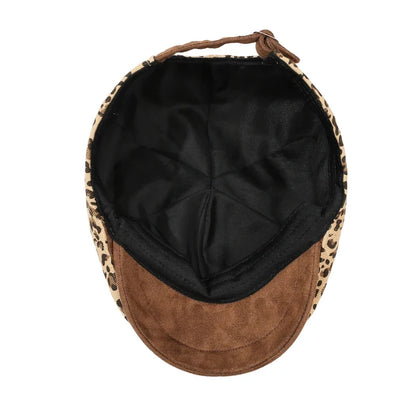 Leopard Print Newsboy Cap - New Style for Spring & Autumn, American Vintage Paperboy Hat