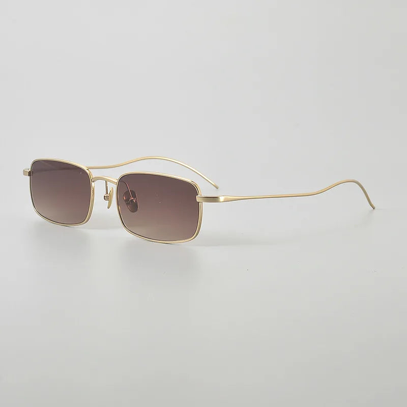 Top Quality Pure Titanium UV400 Protection Small Square Women Sunglasses Brand Ultra-light Rectangular Man Sun Glasses Eyewear