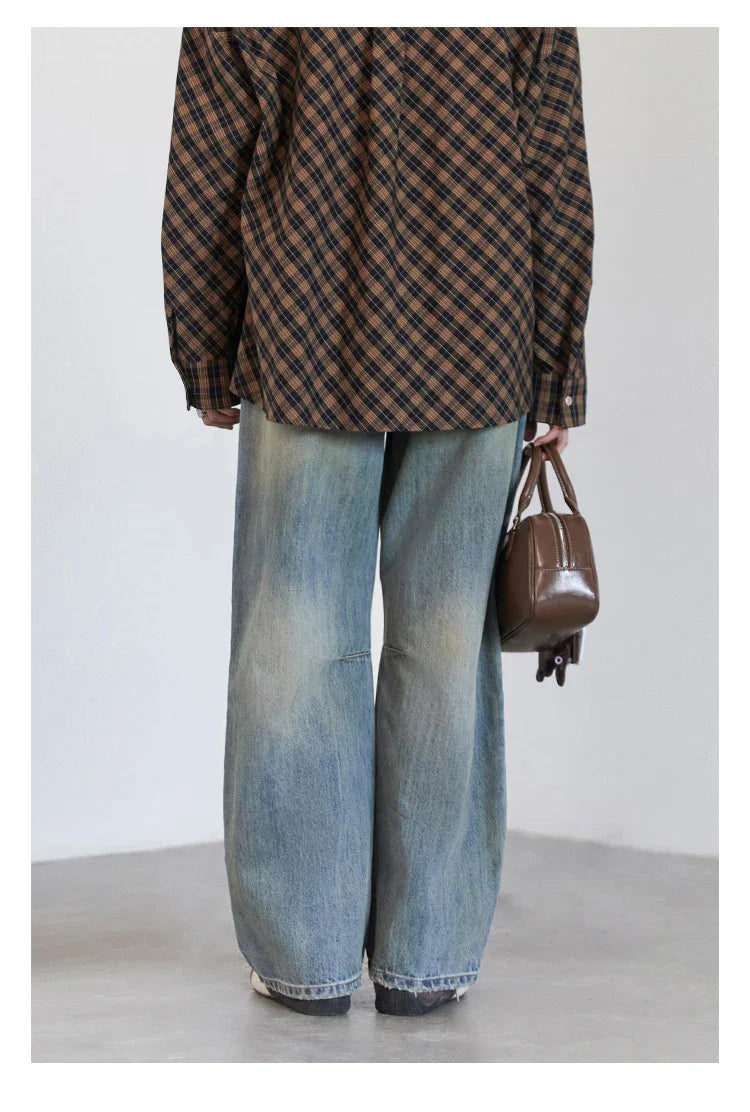 Retro Women's Jeans Loose Casual  New High Waisted Wide Legs Denim Pant Female Trousers Spring Autumn 2025