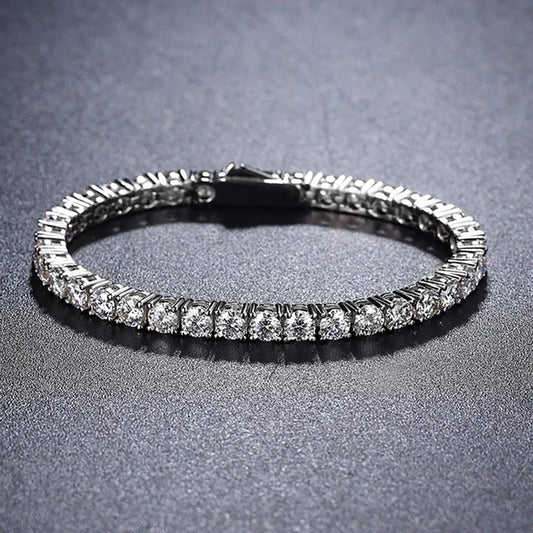 Bracelet de tennis Moissanite 2 mm 2,5 mm 3 mm 4 mm 5 mm pour femmes et hommes, bracelet 100 % en argent sterling S925 avec fermoir à ressort caché, plaqué or 18 carats