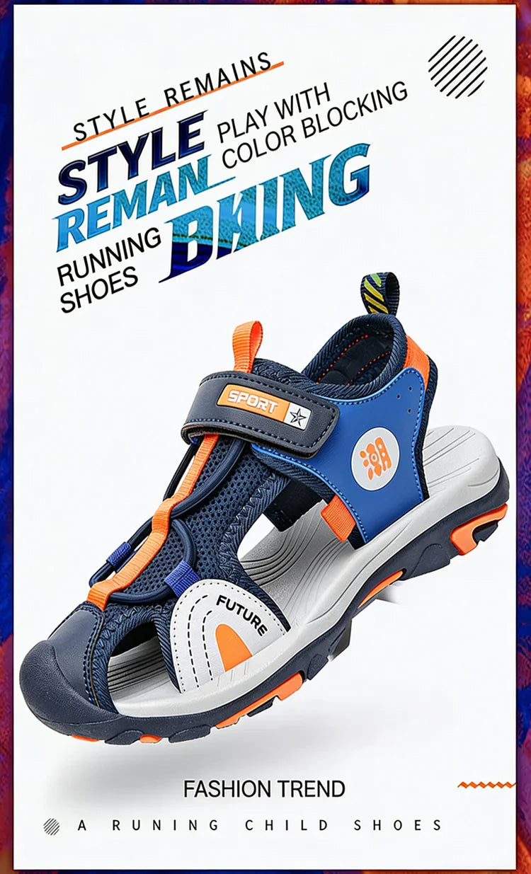 Children's Summer Sandals Comfortable Flat Non-Slip Outdoor Sports Casual Breathable Walking Shoes for Kids Boys Girls