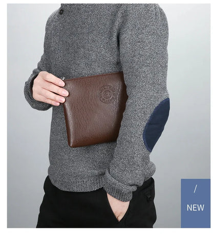 Nouvelle Pochette pour Homme Style Business Grand Portefeuille en Cuir PU Souple Homme avec Dragonne Sac Élégant Décontracté et Tendance Sac à Main Pochette Homme