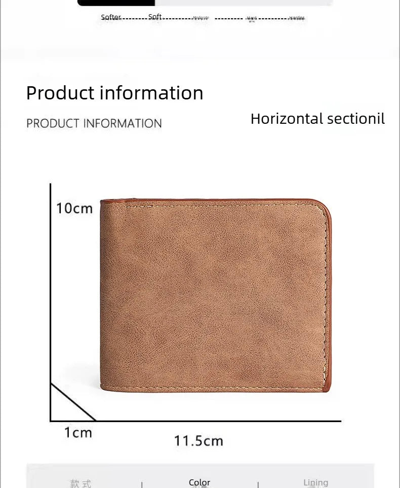 2026 Nouveau Portefeuille Homme Court Pince à Billets Zippé Cuir Souple Léger Simple
