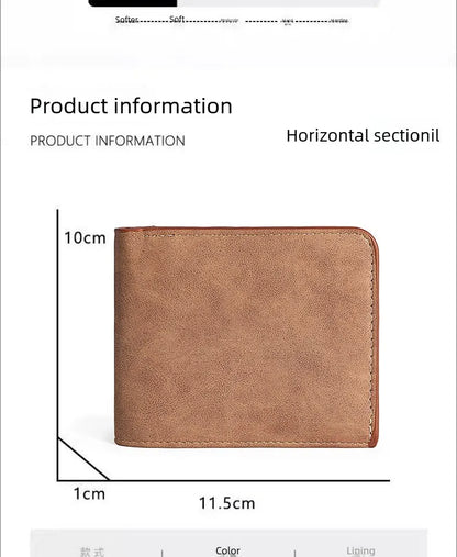 2026 Nouveau Portefeuille Homme Court Pince à Billets Zippé Cuir Souple Léger Simple