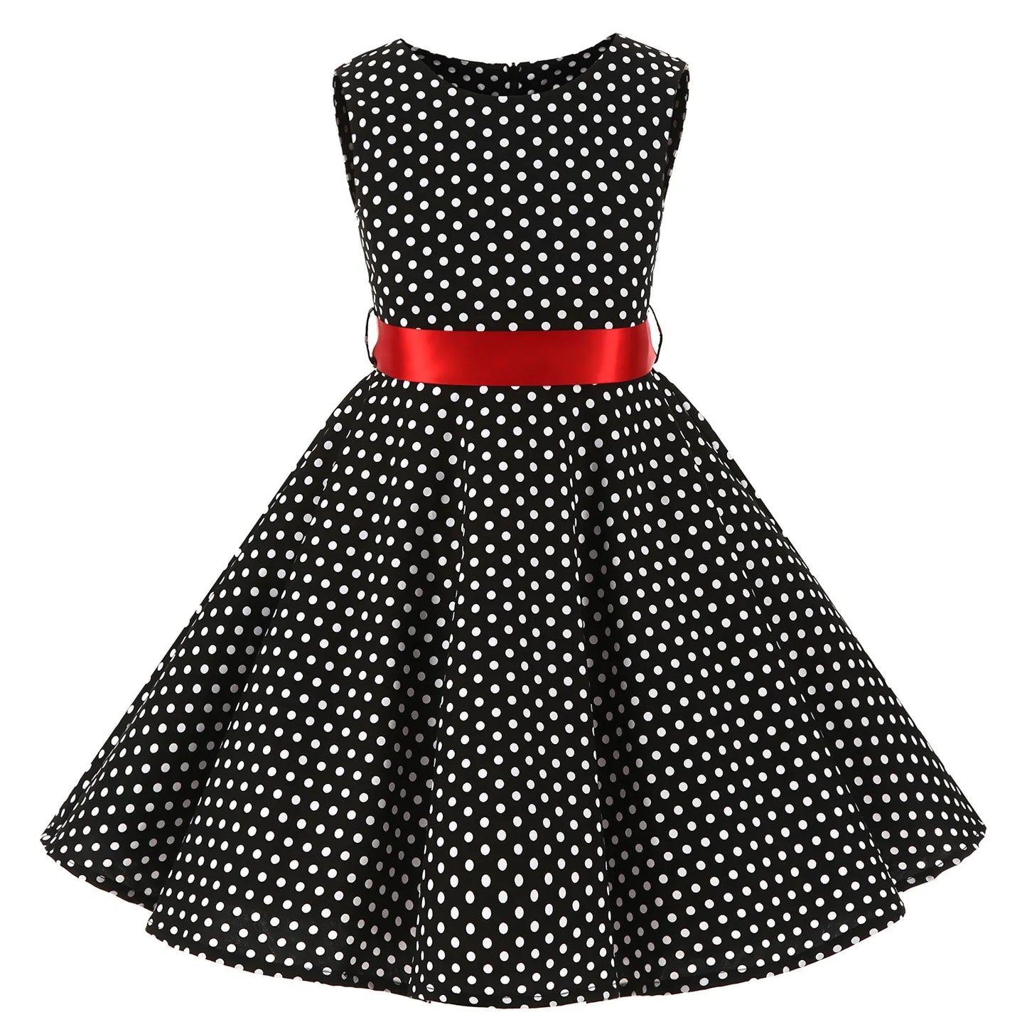 Girl's Retro Dress,Summer Princess Sleeveless Polka Dots Cotton Lightthin Romantic Floral 50s Vintage Dress Party Wedding Daliy