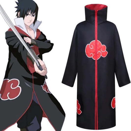 Anime Ninja Cosplay Akatsuki Cosplay Costume Uchiha Itachi Red Cloud Cloak Robe Cloak Headband Props Halloween Clothe