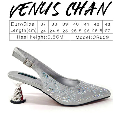 2024 Elegant Rhinestone Pointed-Toe Pumps With Matching Bag Set Large Capacity Bag for Women's Party High Heels