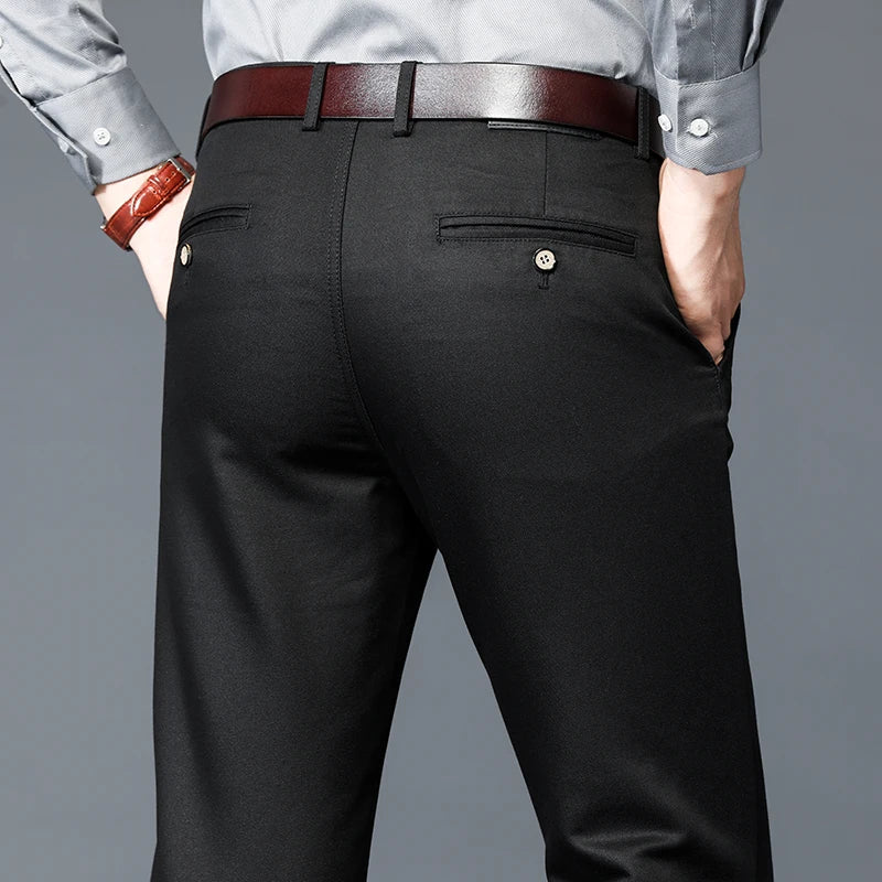 6 Colors Male Autumn Winter Casual Pants Chic Straight Formal Office Luxury Trousers Fashion Elastic Men Business Suit Pants