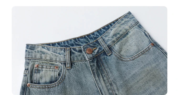 Retro Women's Jeans Loose Casual  New High Waisted Wide Legs Denim Pant Female Trousers Spring Autumn 2025