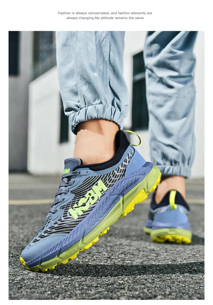 Men's Marathon Shoes Running Shoes Breathable High elasticity Cushioning Male Lightweight Sports Shoes Fitness Training