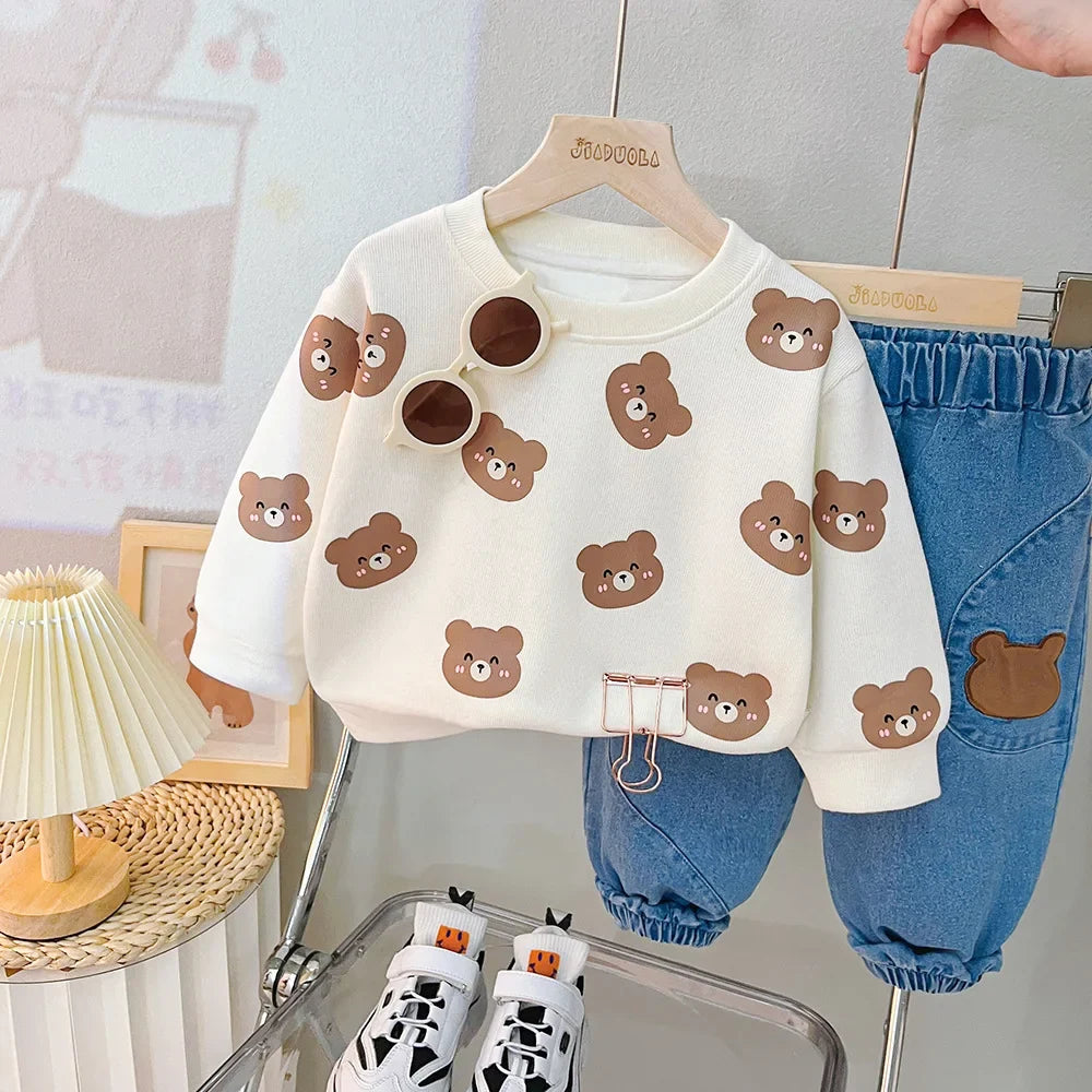 New Spring Autumn Baby Girl Clothes Children Boys Casual Cartoon T-Shirt Pants 2Pcs/Sets Toddler Sports Costume Kids Tracksuits