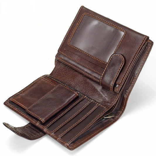 Nouveau portefeuille homme en cuir de vachette véritable Portefeuilles, porte-monnaie, pochette, fermoir, de qualité supérieure, rétro, court, plusieurs fentes pour cartes