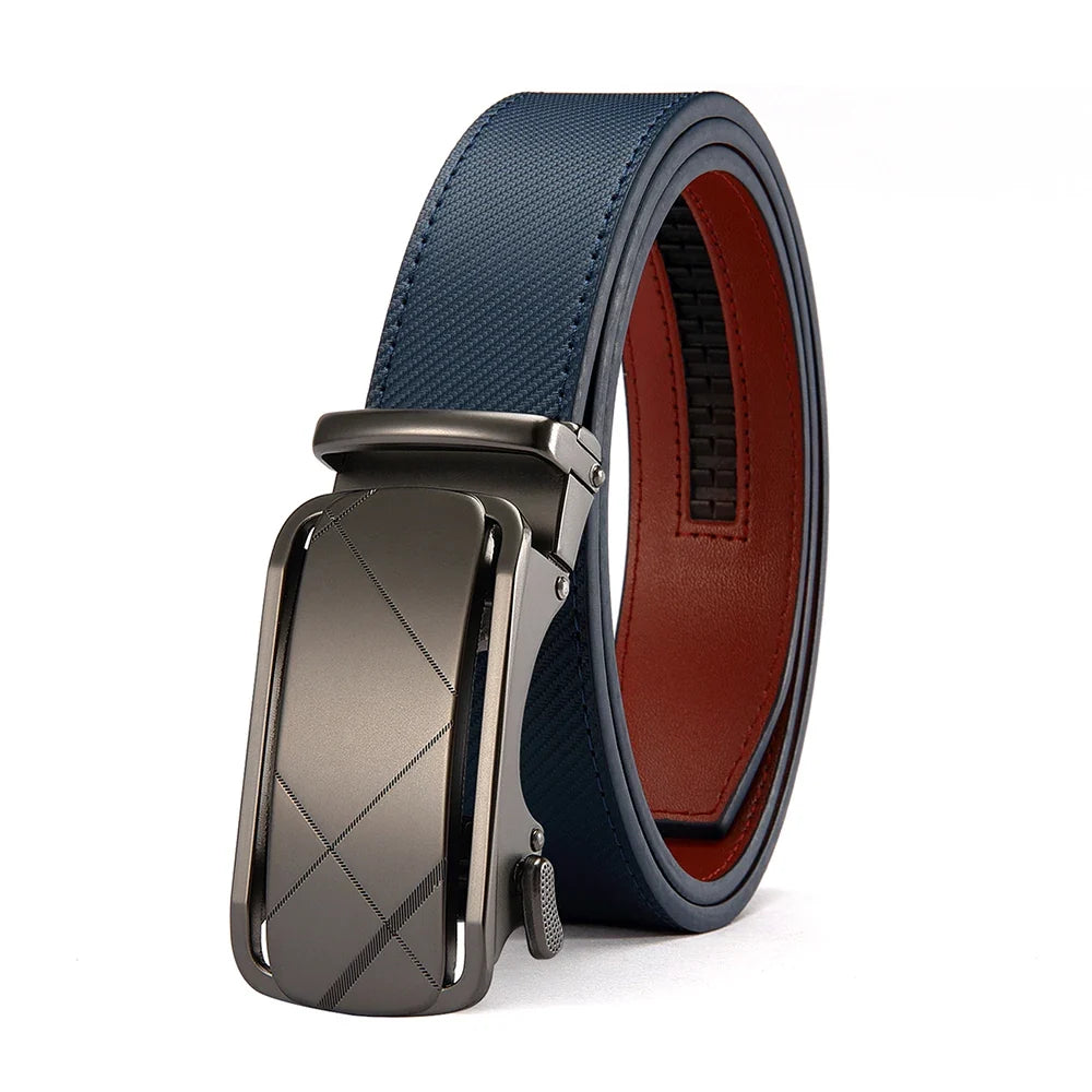 Mens Belt Genuine Leather Luxury Belt Metal Automatic Alloy Buckle Fashion Ratchet Belts for Men Cowhide High Quality Belt