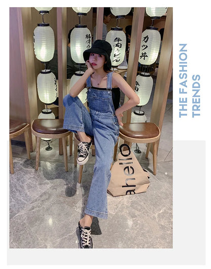 High Waist Wide Leg Denim Overalls Women's Loose Fitting Slimming Summer New Sle Gold nce Faionable Jeans