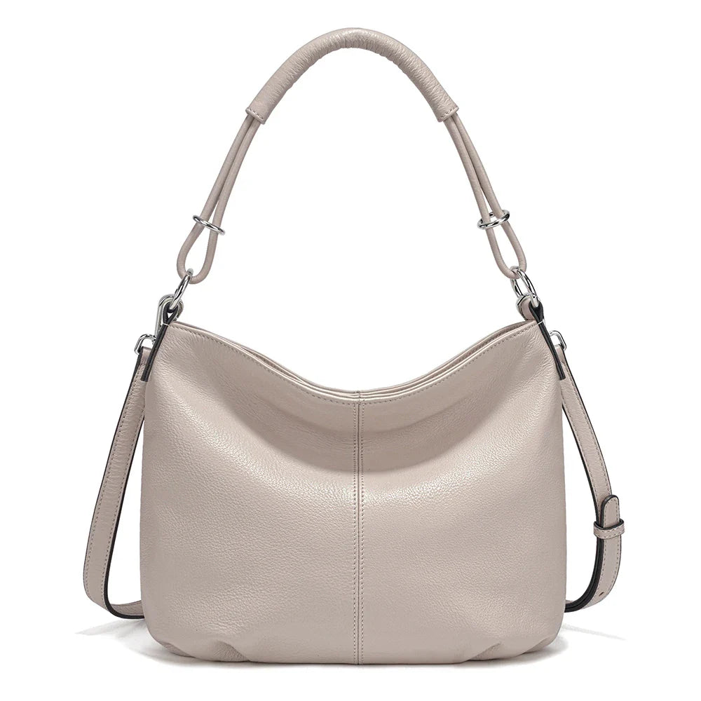 Beige New Women's Soft Cowhide Leather Shoulder Bag Crossbody Satchels Leather Hobo Bag Black Cowhide Natural Bag Brown