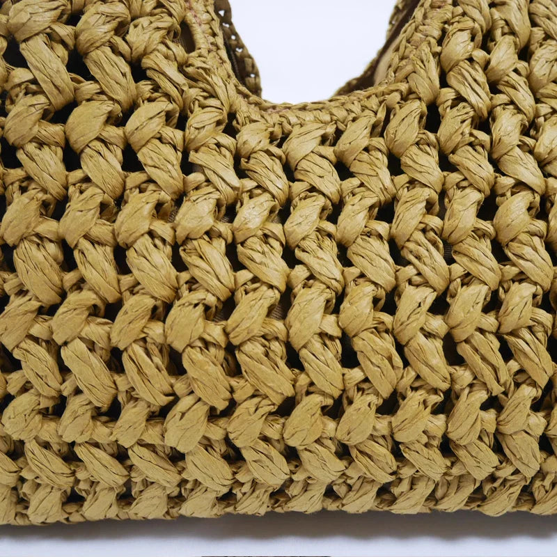 Fashion Straw Clip Shell Clutch Bag for Women Designer Paper Woven Handbags Casual vintage Handmade Summer Beach Bag 2025