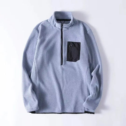 New Comfortable and Thick Men's and Women's Sports Semi-zipper Fleece Sweatshirt with Wavy Fleece and Long-sleeved Sweatshirt