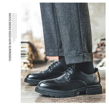 Big Size Men Height Increaseing Dress Brogue Shoes Gentleman Suit Elevator Shoes Oxford Invisible Heel 4/7/9CM Wedding Man Shoes