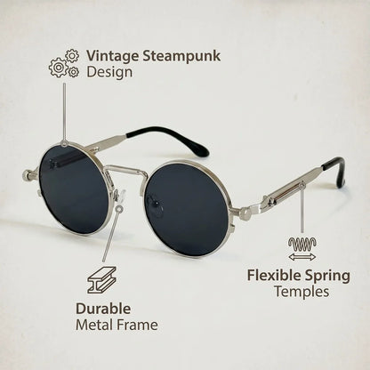 Round Steampunk Sunglasses Men UV400 Protection Punk Fashion Glasses Vintage Luxury Dropshipping Gafas De Sol Lunette De Soleil