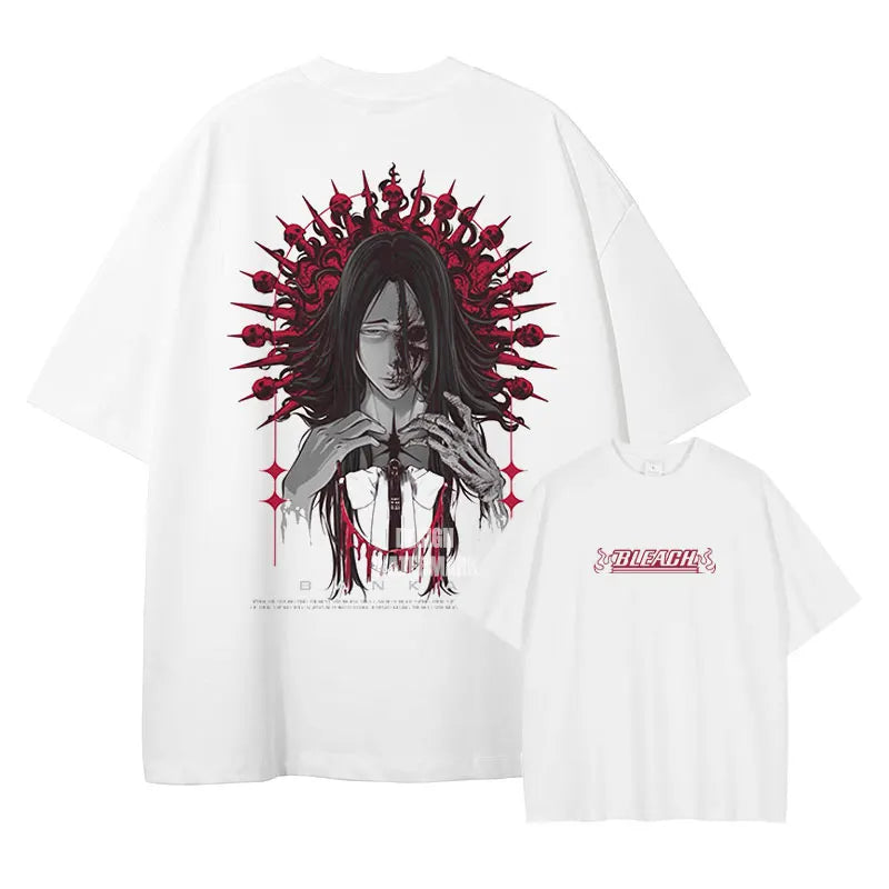 Japan Anime Bleach Aizen Sousuke Graphic Tee Men Oversized Washed Tshirts Manga Casual T Shirt Harajuku Male Cotton T-shirt