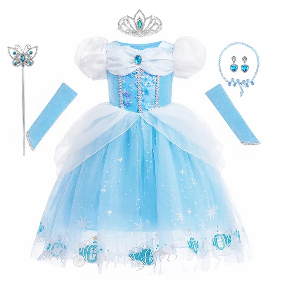 Cinderella Dress Kids Halloween Party Girls Princess Cosplay Costume Dress Up Carnival Christmas Fancy Children Clothing