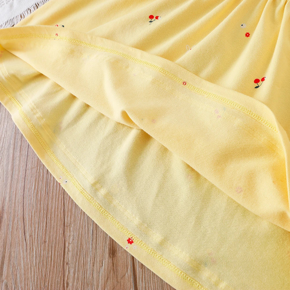 Baby Girls Summer Dress Short Sleeved Turn Down Collar Cotton Clothes for Girls Aged 2-6 Years Kids Dresses
