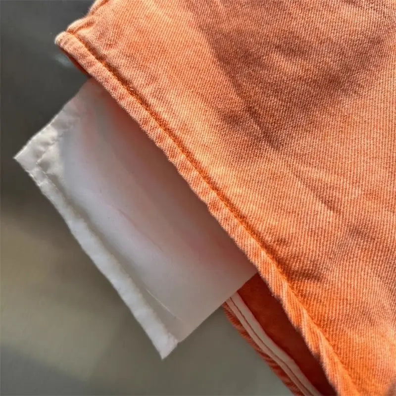 2025 Autumn New Orange Denim Shorts High Waist Pockets Sexy Hot Pants Jean Shorts