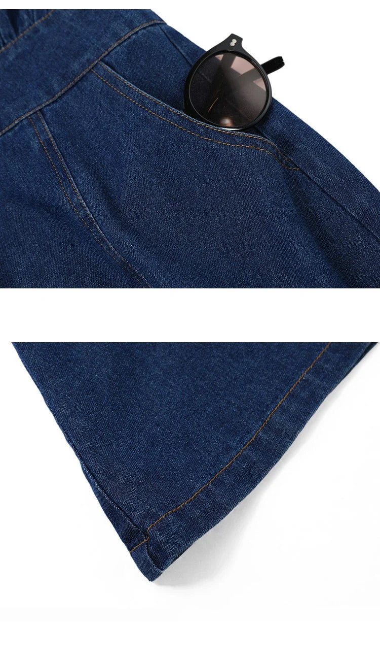 Women Denim Dress Retro Style Casual 2024 Spring Round Neck Three-quarter Sleeve Slim Fit A-line Fishtail Dress