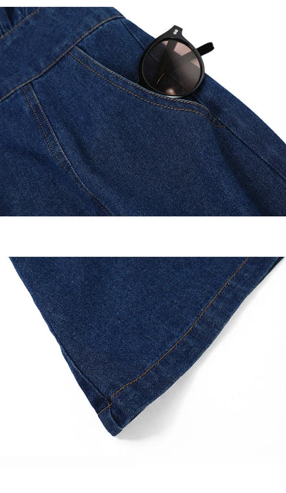 Women Denim Dress Retro Style Casual 2024 Spring Round Neck Three-quarter Sleeve Slim Fit A-line Fishtail Dress