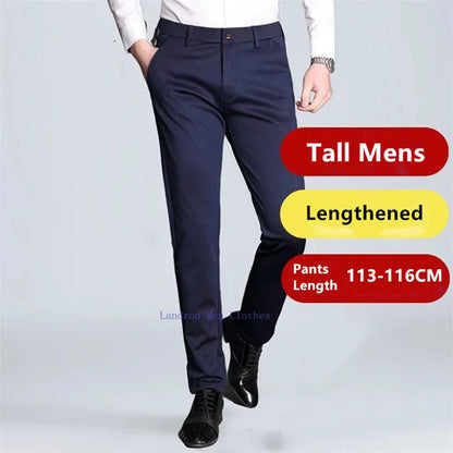 Formal Dress Suit Pants Tall Men 190CM Business Black Blue Plus Size 40 42 44 46 Extra Long Lengthened Straight Office Trousers