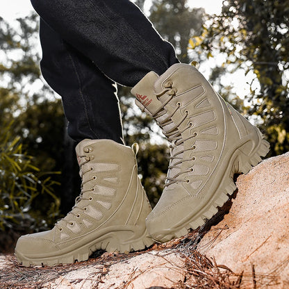 Summer Fashion Men Boots Outdoor Leather Boots Breathable Combat Boots Plus Size 46 Desert Boots Walk Shoes Autumn