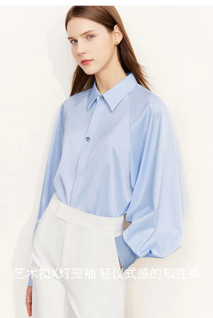 Minimalism Shirt Women 2025 French Puff Sleeve Business Shirts Female Blouse Urban Style Elegant Fashion Top 12241003