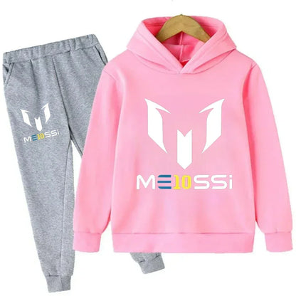 Autumn Football Star Messi 3-12Y Children Hoodies Sets Pants Suit 2 Pcs Sets Kids Boy Girl Clothing Casual Fashion Tracksuits