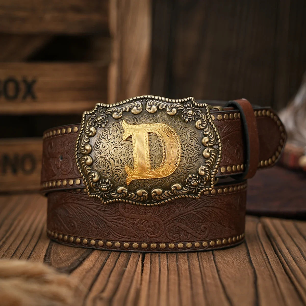Vintage style PU Leather Western Denim Belt Classic Letter buckle - 3.8 cm wide, durable and stylish for men and women - perfect